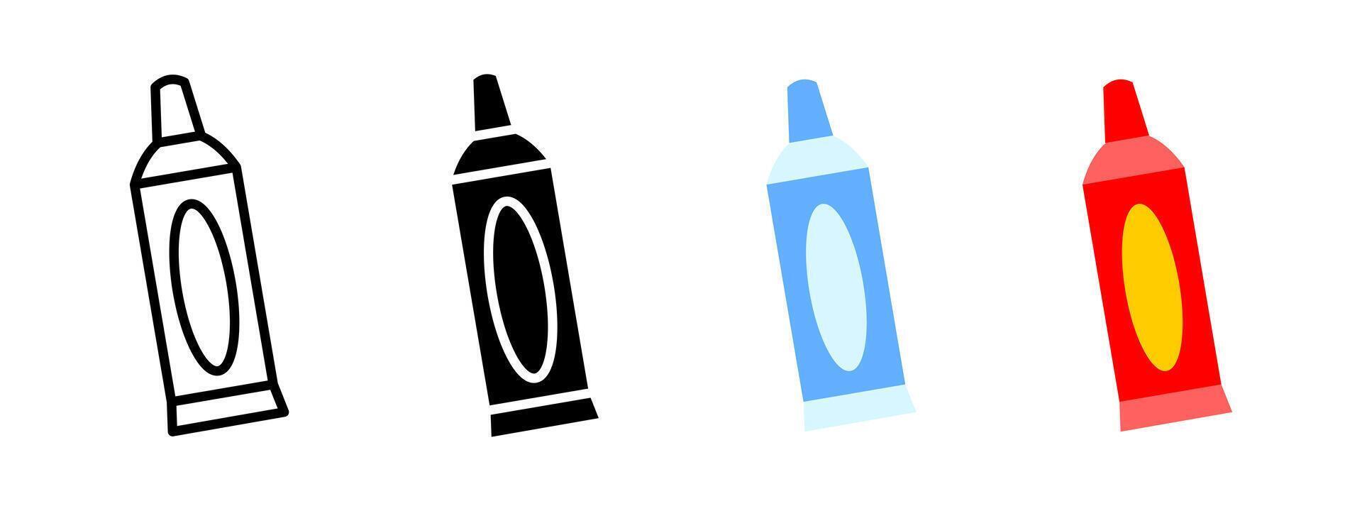 Toothpaste icon. Squeezable tube with label for dental paste illustration. Oral hygiene and daily brushing symbol. Fresh breath and tooth care product sign. Dental health pictogram. vector