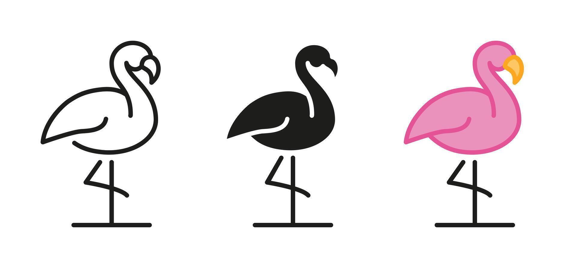 Flamingo icon. Pink tropical bird illustration. Exotic wildlife symbol. Nature and summer design pictogram for decoration and branding. vector