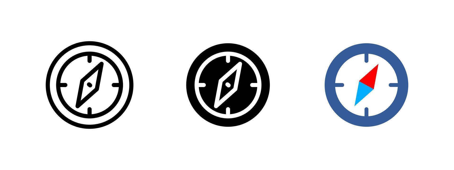 Compass icon. Circular navigation tool with directional arrow illustration. Travel guide and location orientation symbol. Pathfinding and map direction. Exploration and positioning pictogram. vector