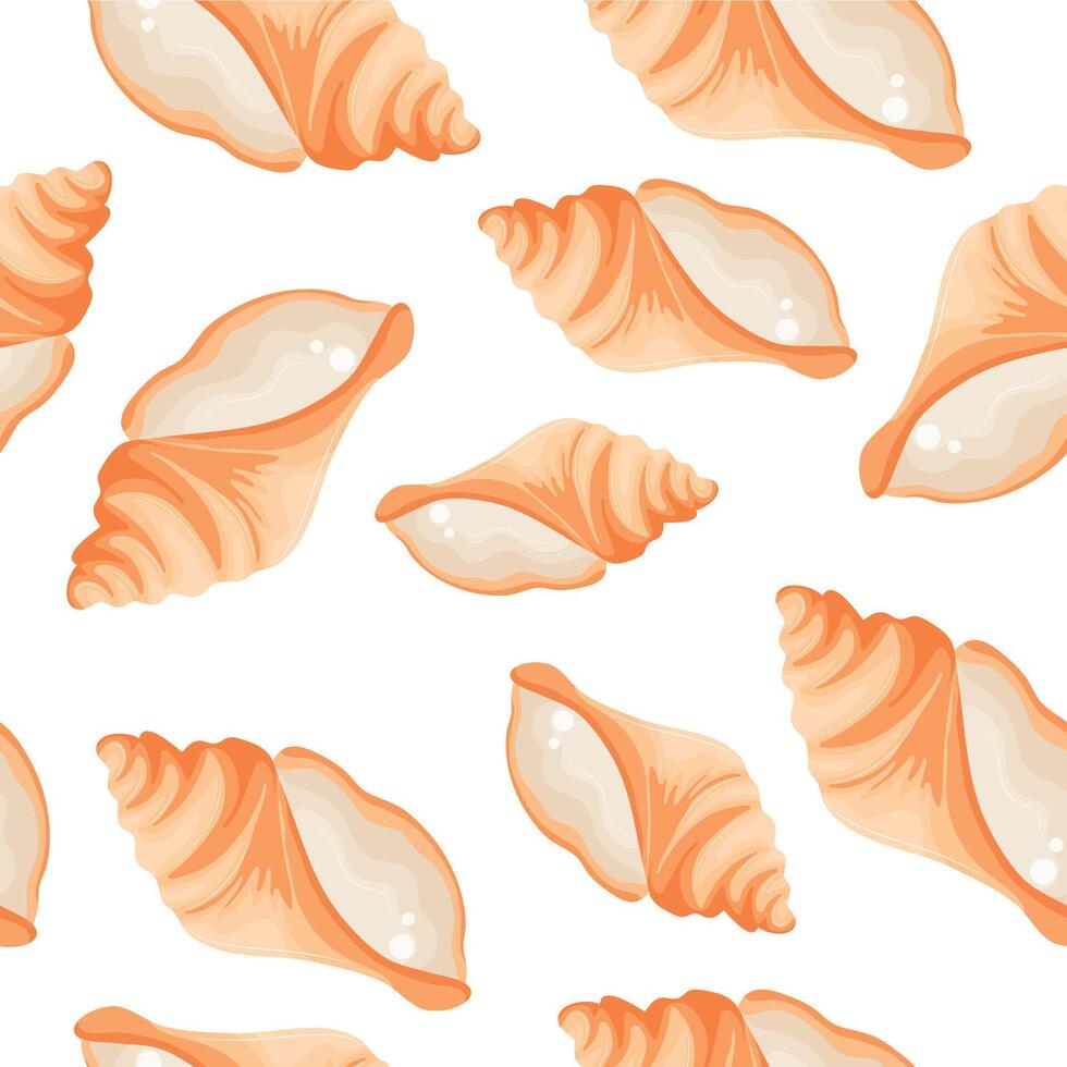 seamless pattern with icon of yellow mollusk shell from the bottom of the sea or ocean, for various summer or nautical designs vector