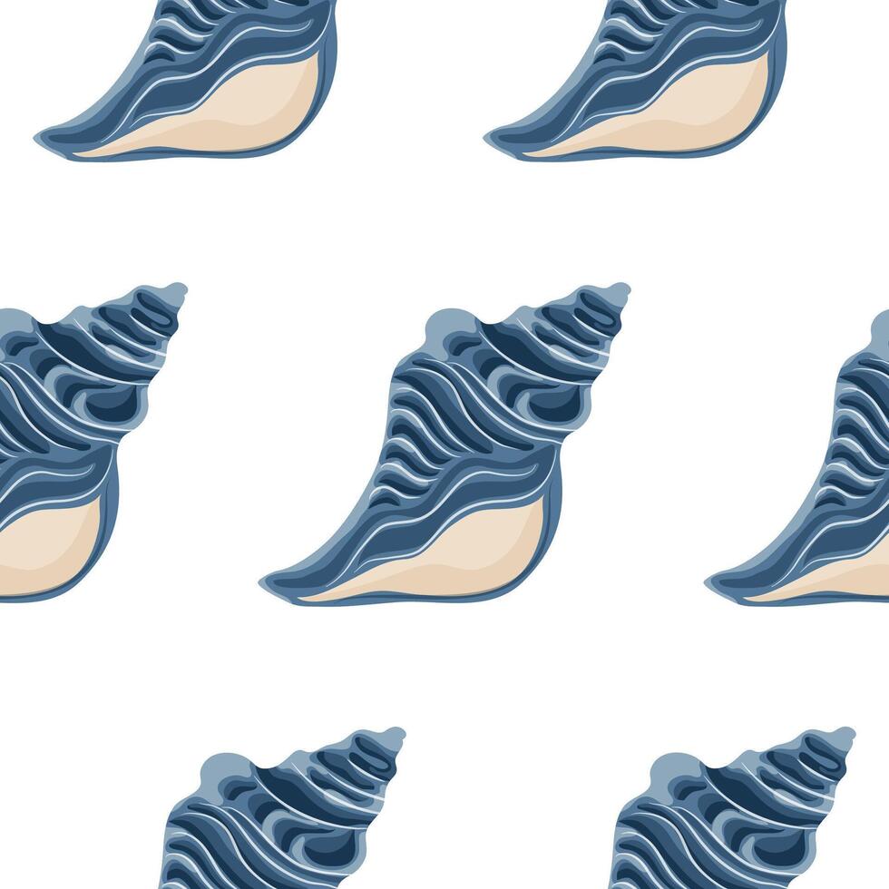 pattern with an icon of a blue large shell from the bottom of the ocean or sea, for various summer and marine designs vector