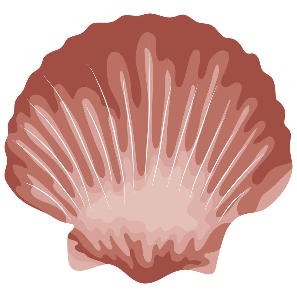 icon of a pink sea scallop from the ocean floor, for nautical and summer designs vector