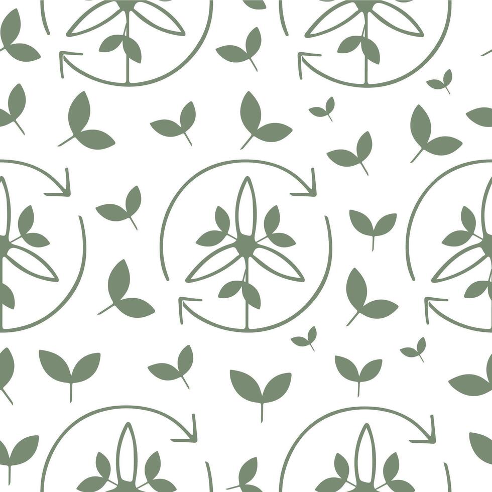 seamless pattern with a business icon of a windmill with a green leaf, which means ecological energy production, the union of business and ecology vector