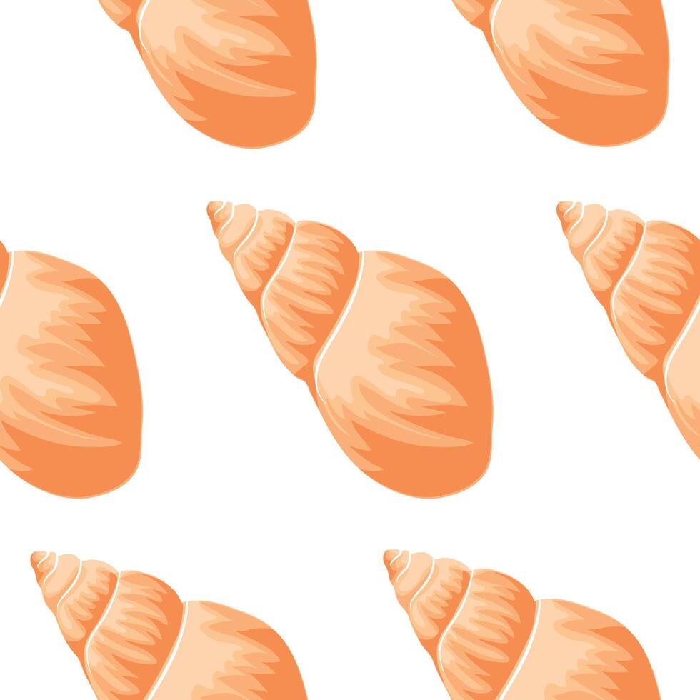 pattern with a yellow seashell icon, namely the shell of a crustacean, for marine and summer designs vector