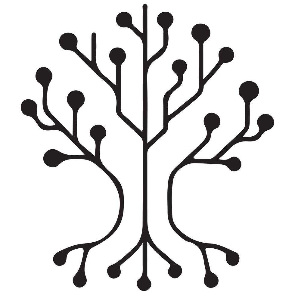 tree icon, whose branches resemble the structure of an electronic circuit, symbolizes the combination of artificial intelligence and ecology vector