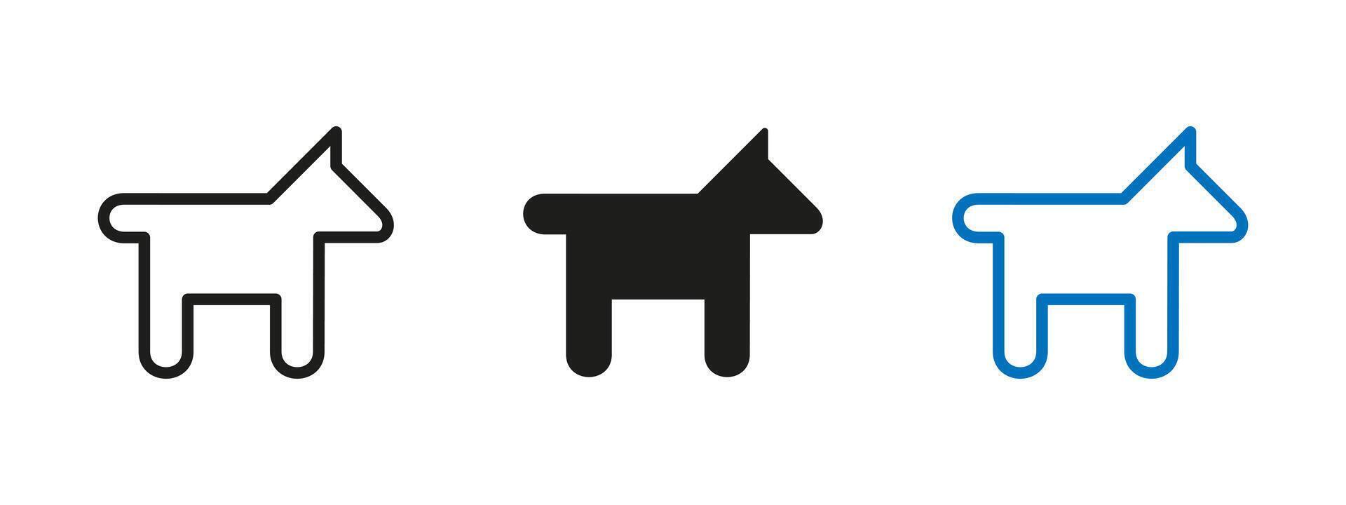 Dog icon. Minimalist outline of a standing dog illustration. Pet and domestic animal symbol. Simple canine silhouette for animal-related design, apps or infographics. vector