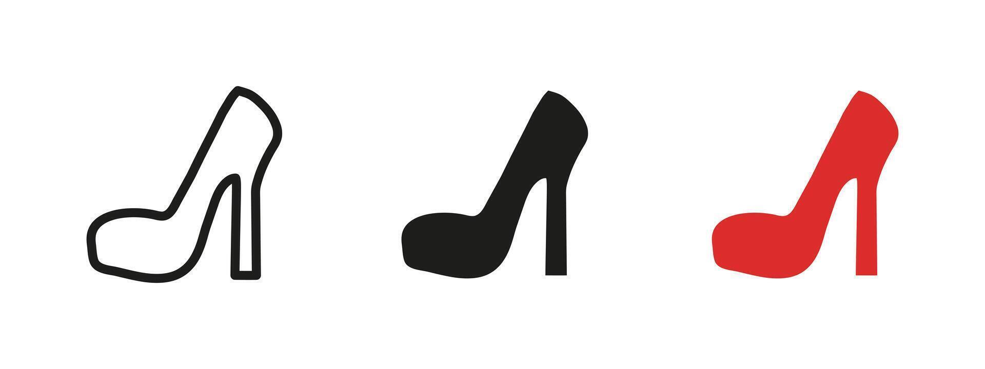 Heel shoe icon. Elegant high heel silhouette illustration. Fashion footwear symbol for womens style, beauty industry and clothing or boutique designs. vector