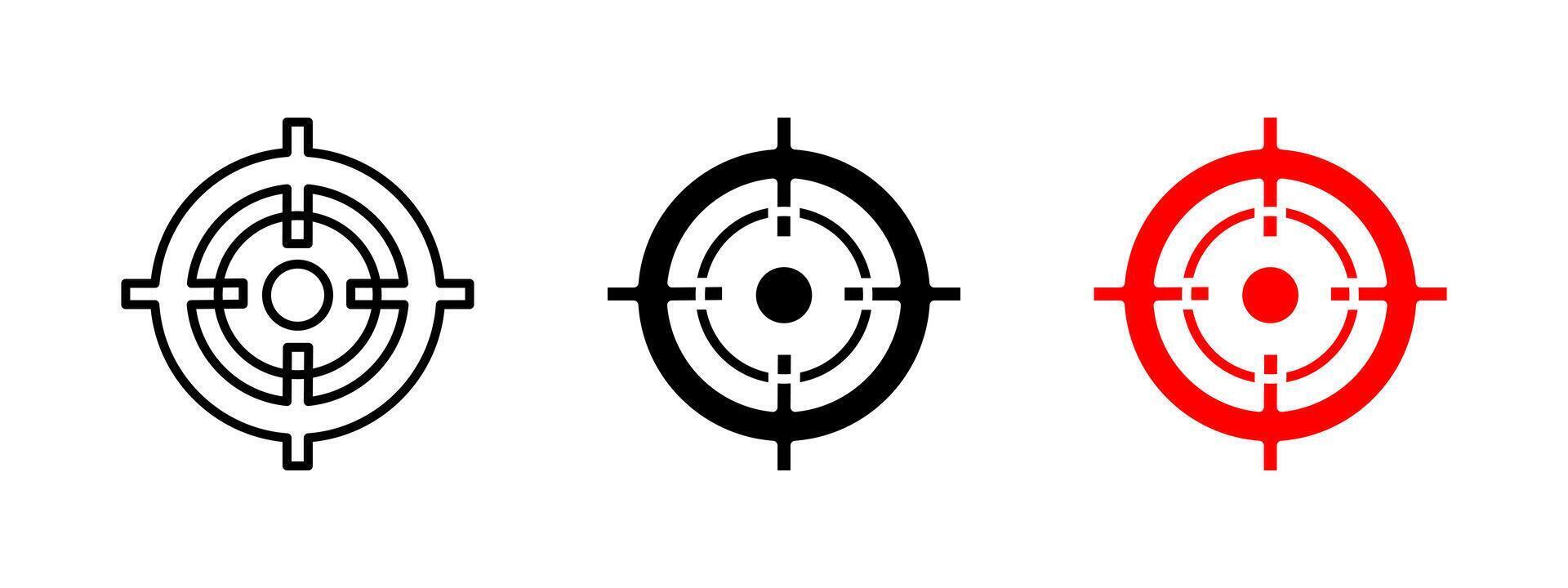 Target icon. Circular crosshair illustration. Focus and aiming symbol for gaming, shooting ranges and objective tracking. Bullseye pictogram for sniper apps, goal setting or accuracy indicators vector