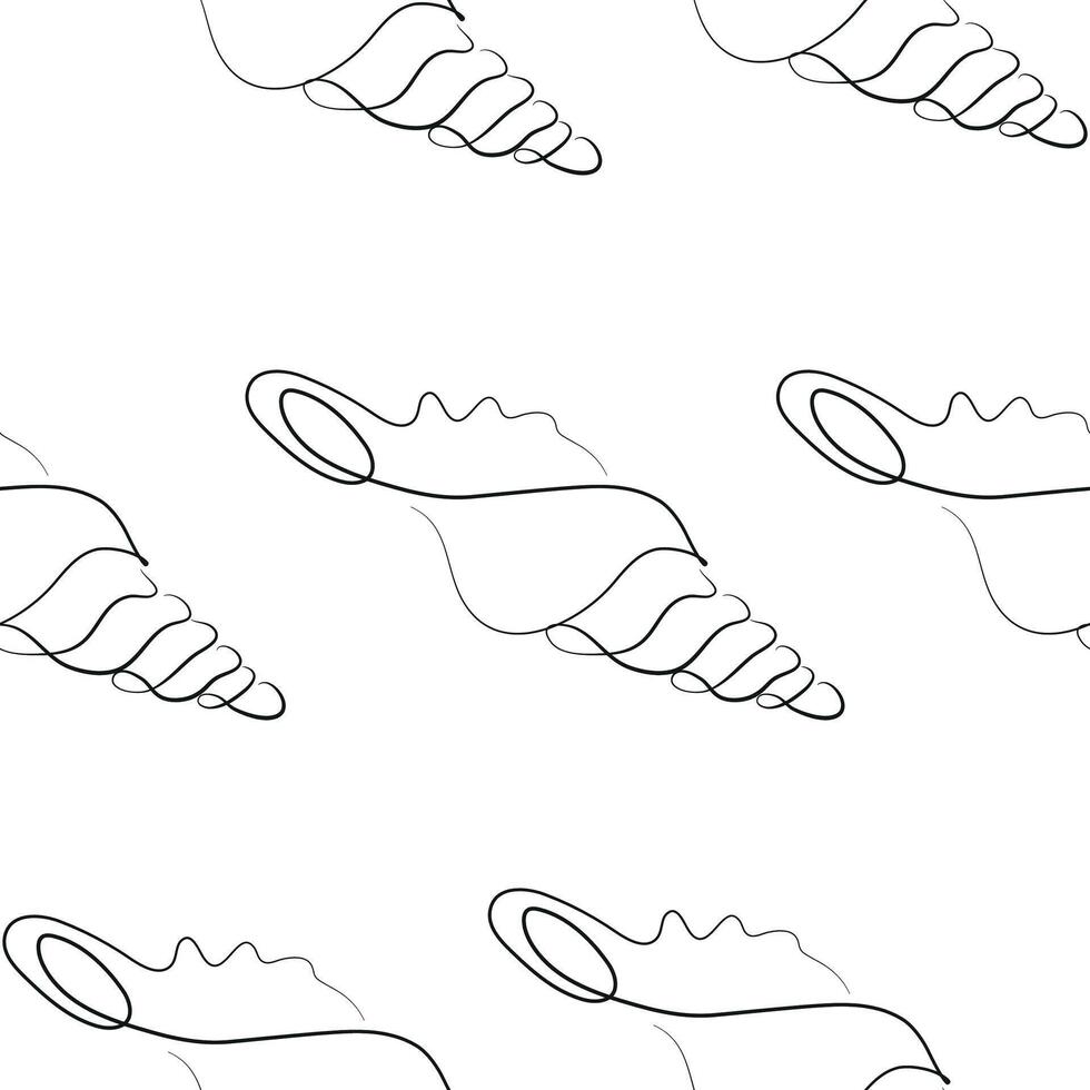 pattern with an icon of a sea creature, namely a shell, drawn with a thin line in a line art style, for various marine designs and company logos vector