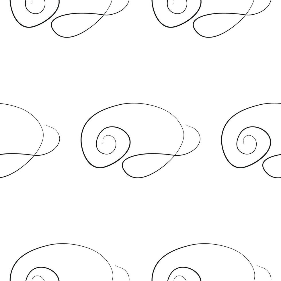 pattern with a sea shell icon drawn with a thin line in line art style, for various marine designs and company logos vector