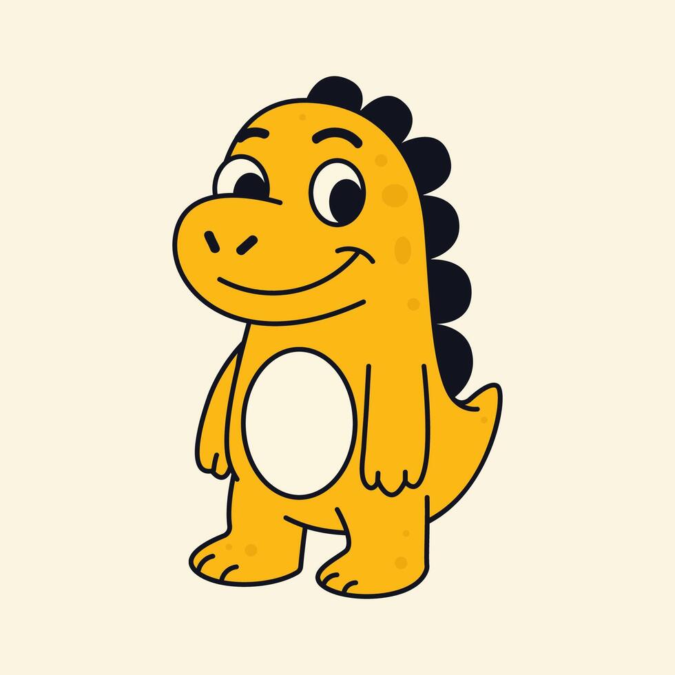 Cute cartoon yellow dinosaur smiling vector