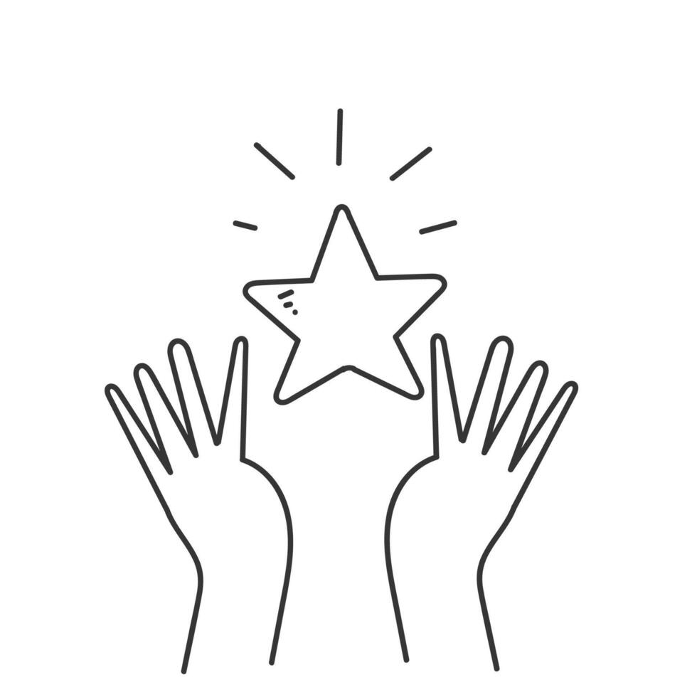 hands reaching up to a star icon vector