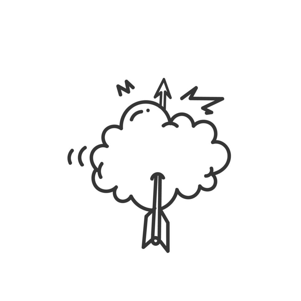 an arrow is flying through a cloud vector