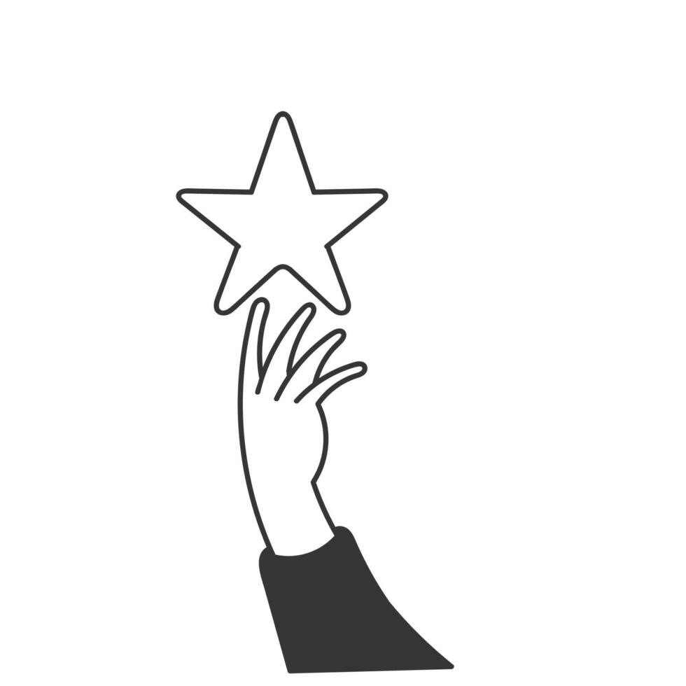 a hand reaching up to a star icon vector
