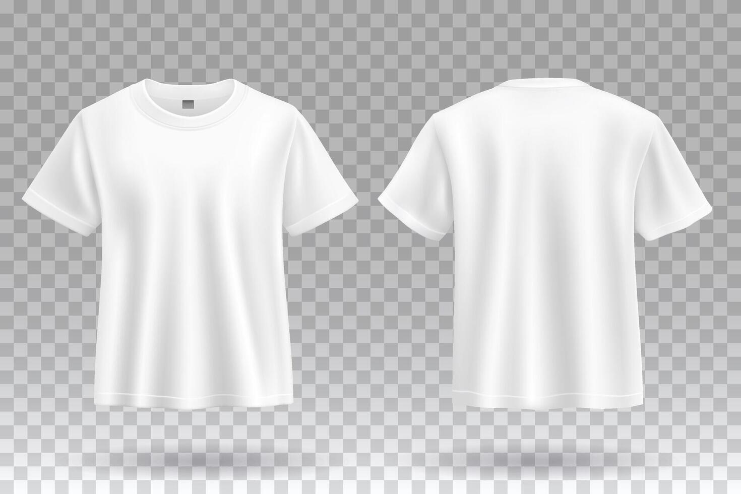 White T-shirt front and back template mockup design isolated background. vector