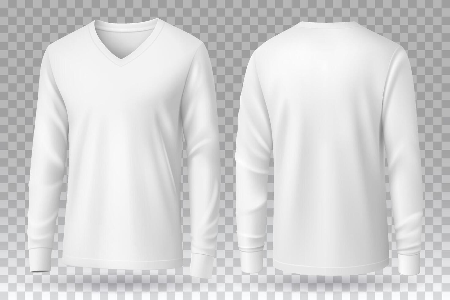 White long sleeve t shirt front and back mockup design illustration vector