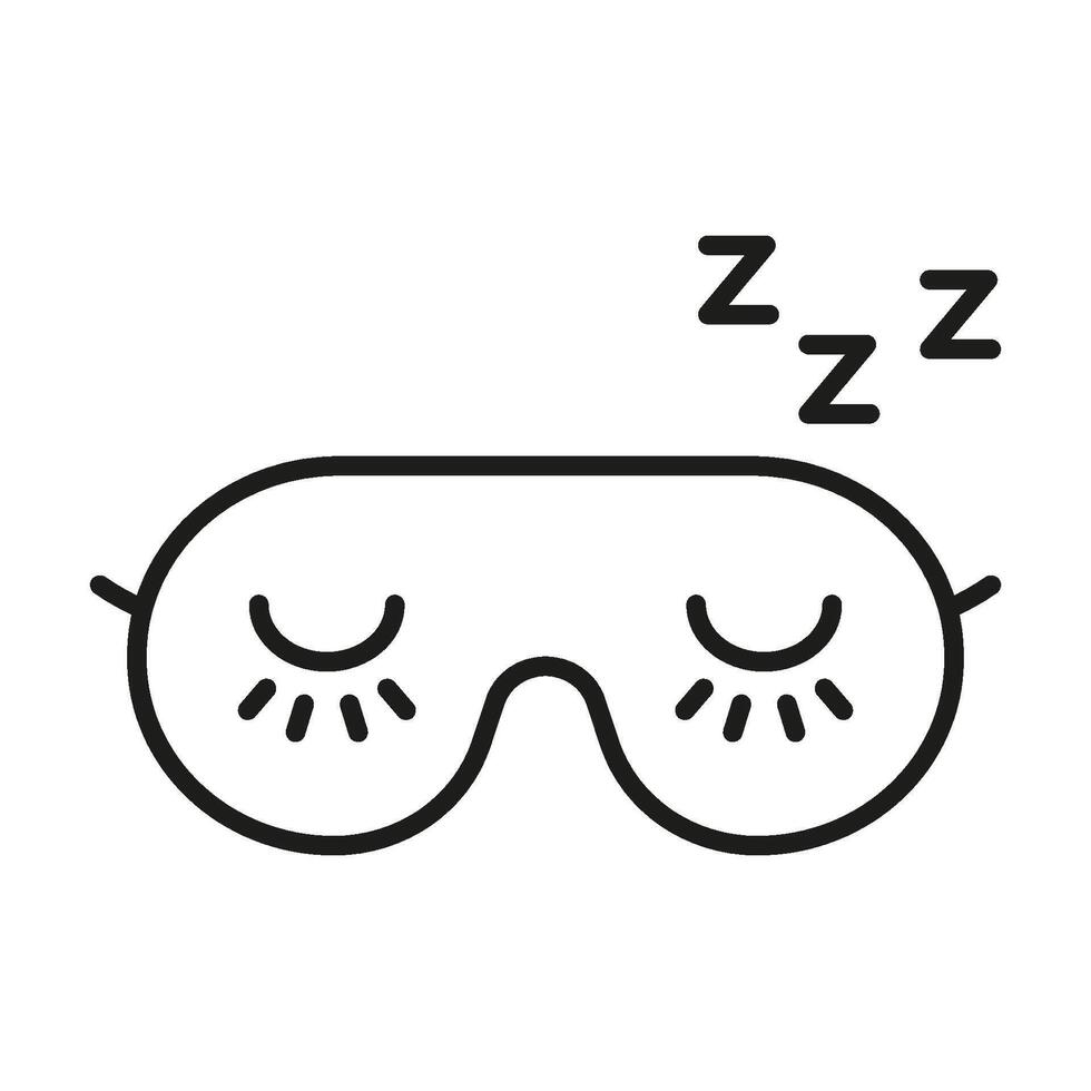 Sleep Mask With Zzz Icon. Restful Sleep, Relaxation, And Nighttime Comfort Outline Symbol. Sleep Aid And Wellness. Editable Stroke. Isolated Illustration vector