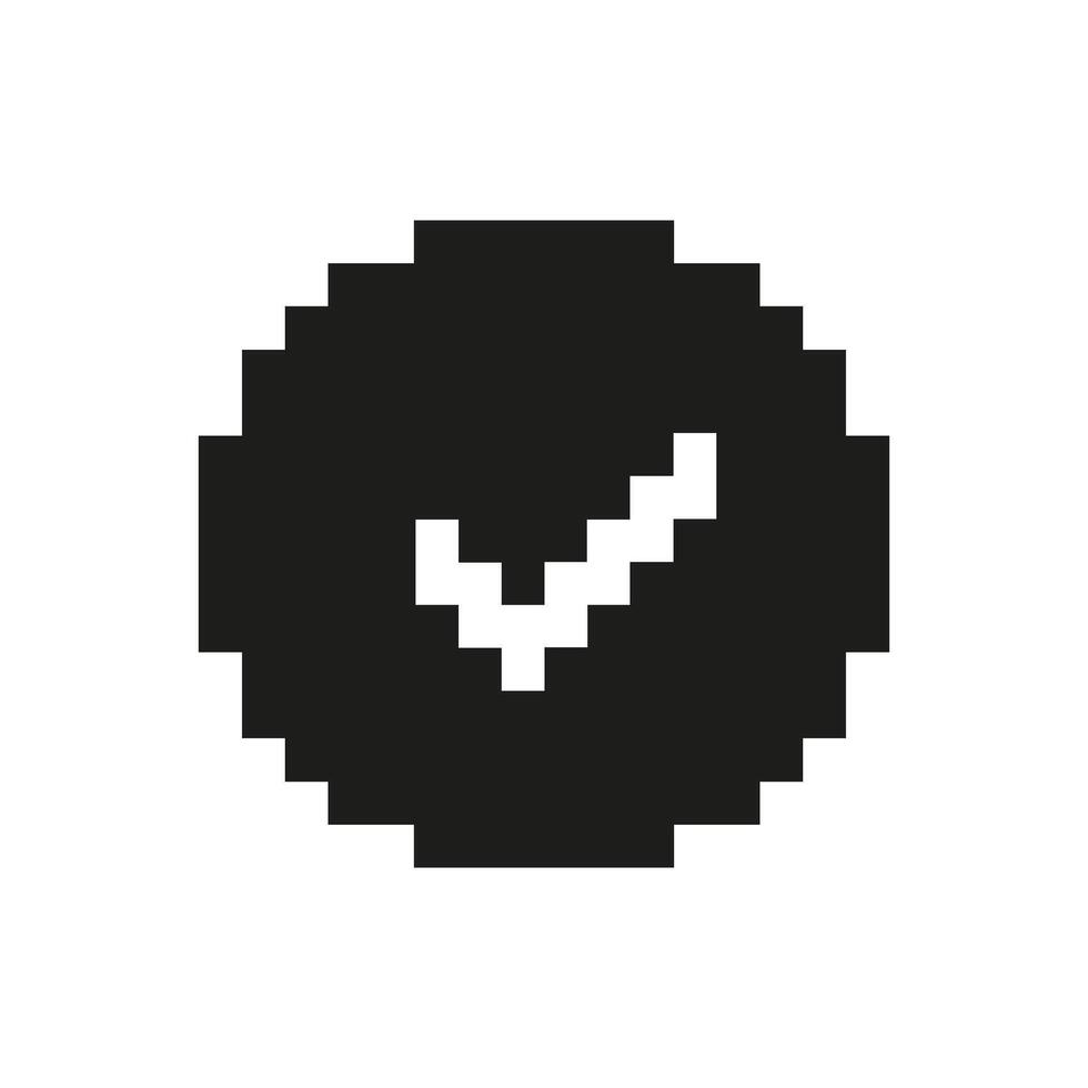 Pixelated Check Mark Icon. Symbol of Approval, Success, and Confirmation. Isolated Illustration vector