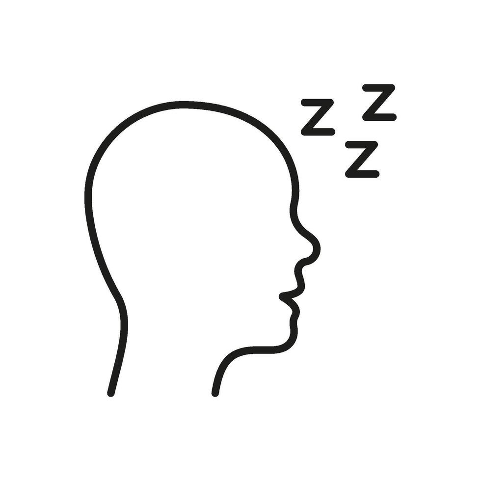 Sleeping Person With Zzz Icon. Sleep, Rest, And Relaxation Outline Symbol. Nighttime, Dreaming, And Snooze Concept. Editable Stroke. Isolated Illustration vector