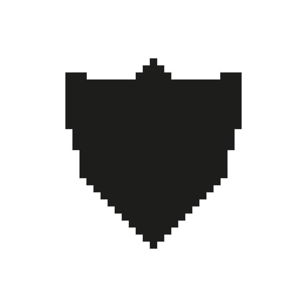 Pixelated Shield Icon. Security, Protection, And Defense Symbol. Retro Gaming Style Emblem. Isolated Illustration vector