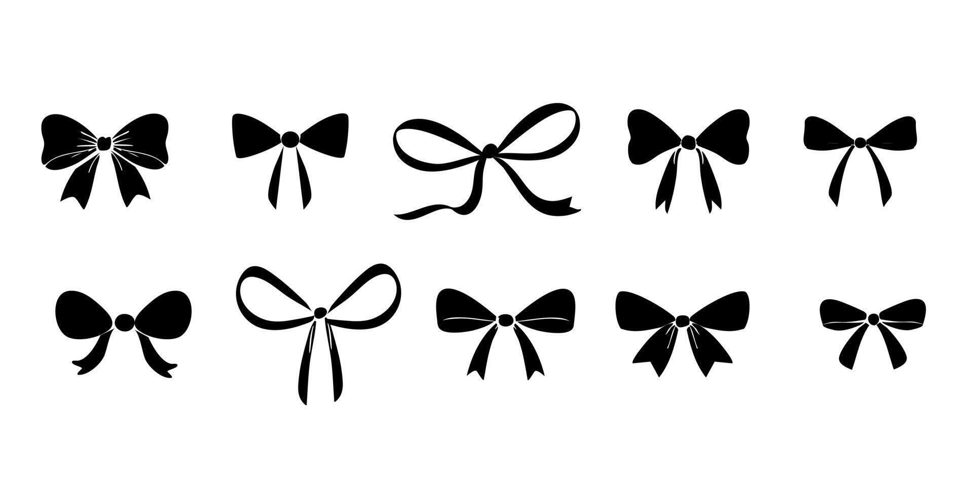 Collection of silhouettes of festive ribbon bows vector