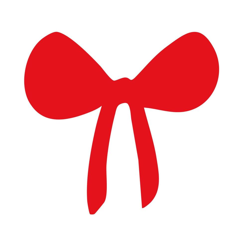 Isolated silhouette of a red bow with a ribbon on a white background vector