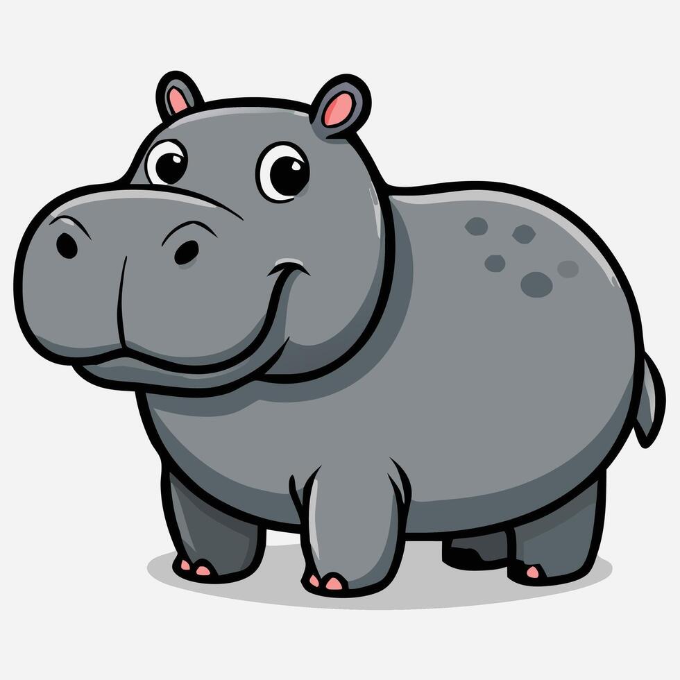 The adorable cartoon hippopotamus is smiling innocently, ready for a fun day ahead vector