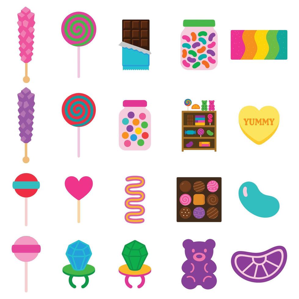 Collection of Colorful candy illustration , candy Confection clipart, sweet candy design sublimation vector