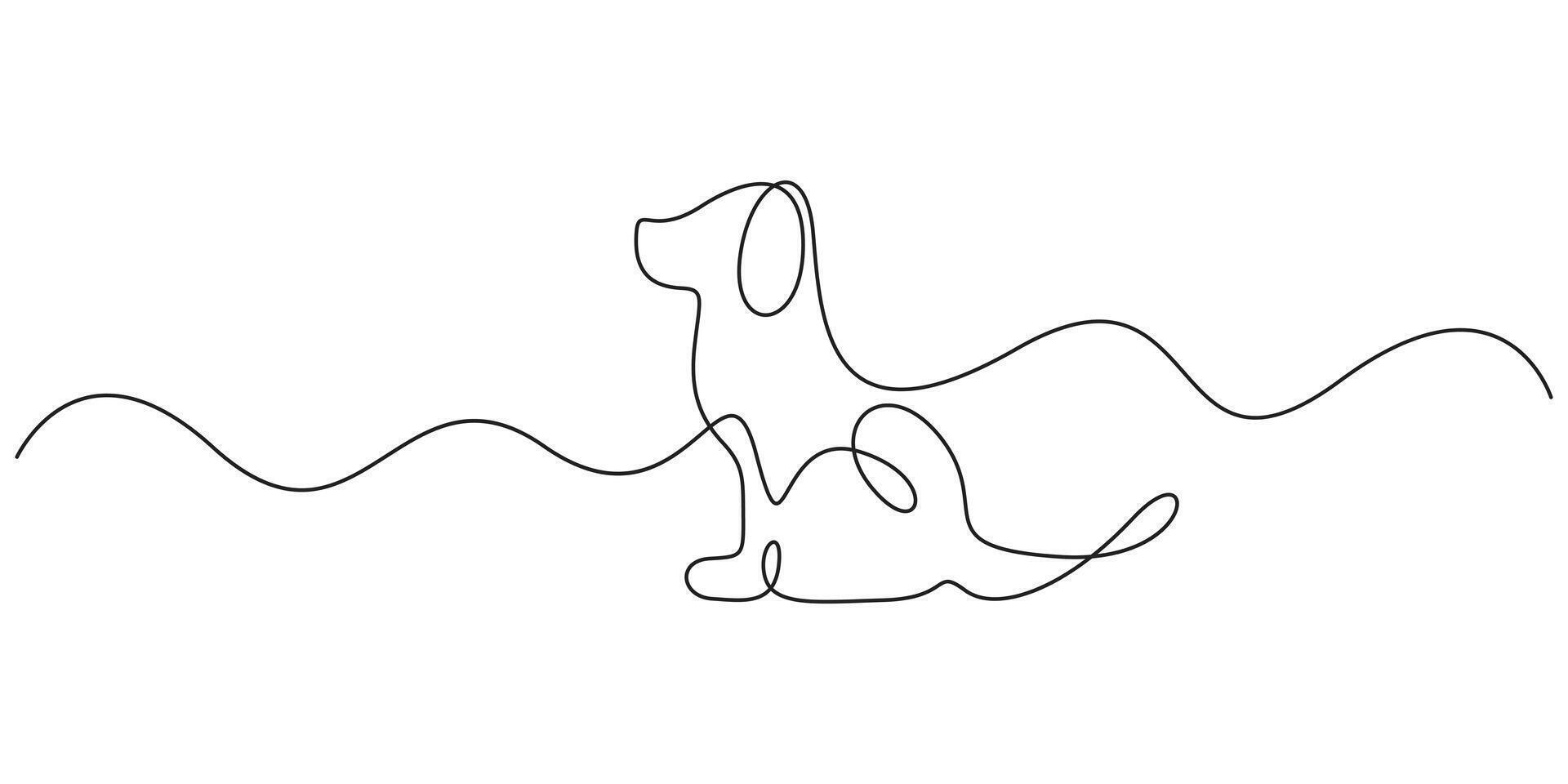 Minimalist dog continuous one line drawing graphic illustration vector