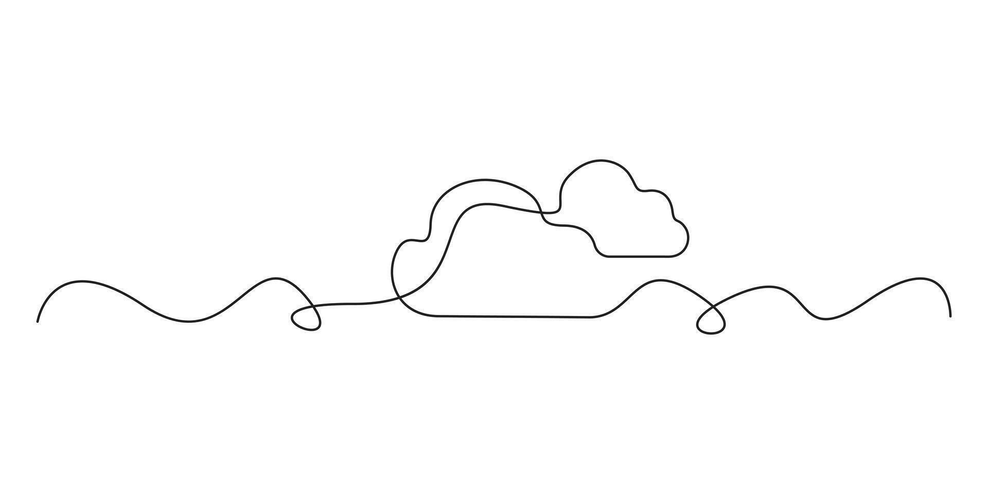 Continuous one line drawing of Cloud graphic illustration vector