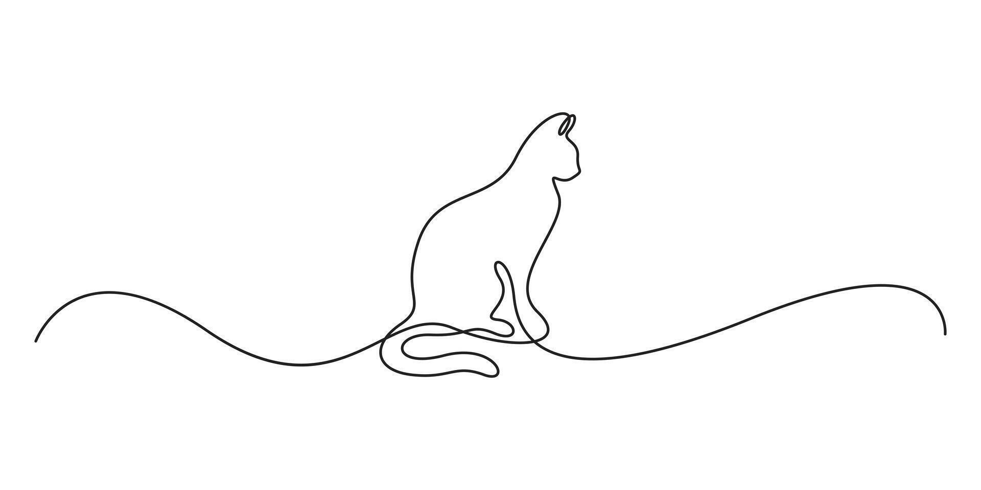 Continuous line drawing of cat graphic illustration vector
