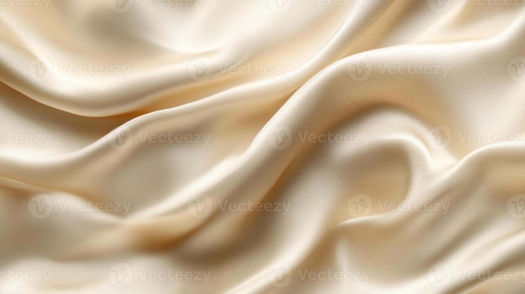 Smooth cream-colored silk fabric creating elegant waves and folds in closeup photo