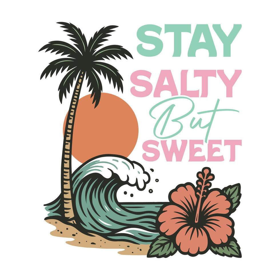 vintage summer Beach T-Shirt design, Retro Beach Sunshine illustration, Vintage Summer Beach Sunset design sublimation vector