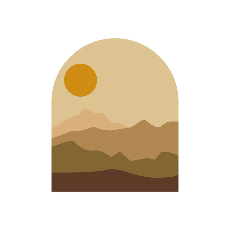 minimalist sunset landscap, abstract mountain, digital landscape mountain wall art.eps vector