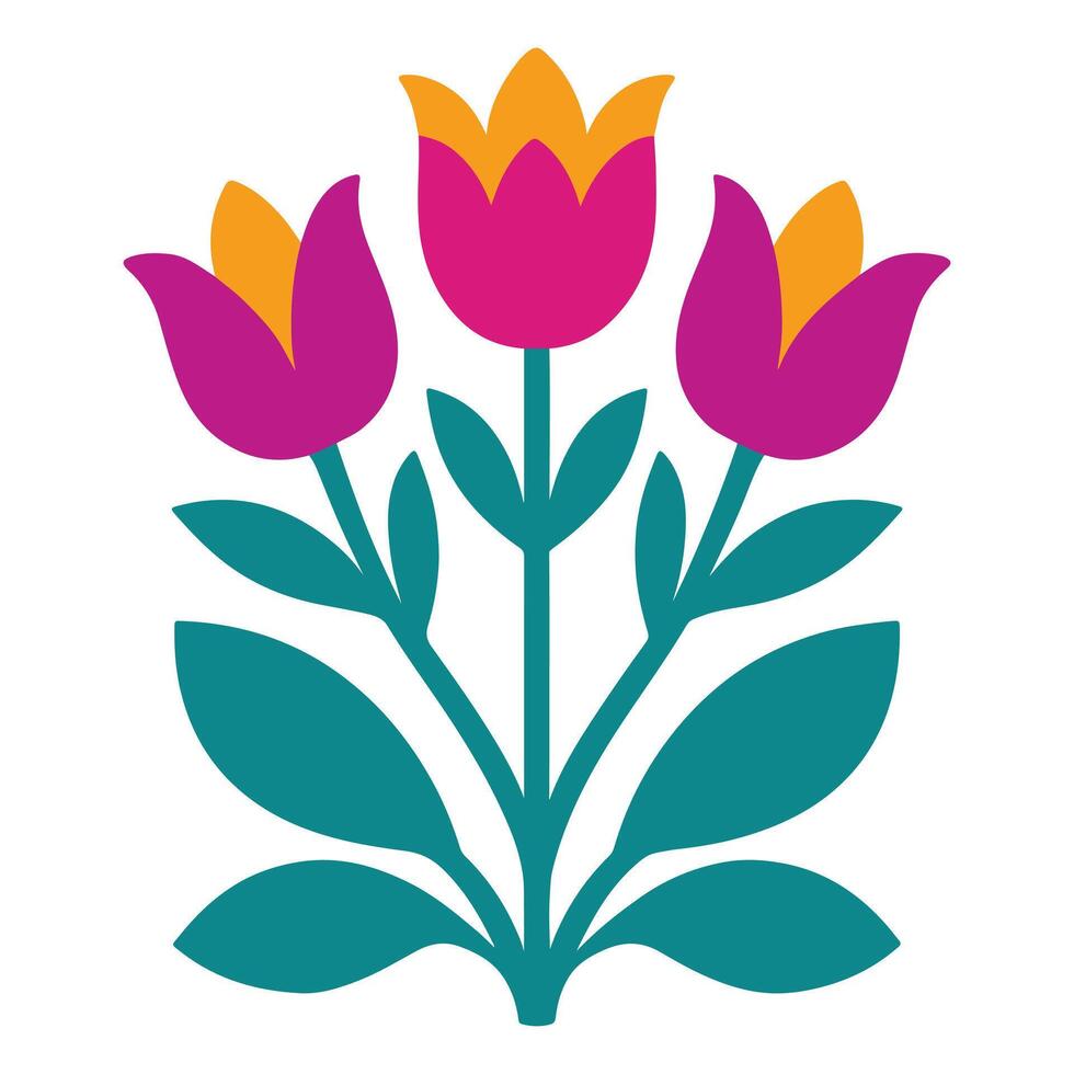 Traditional Mexican Otomi Flower Leaf Illustration for Fiesta and Folk Art Projects vector