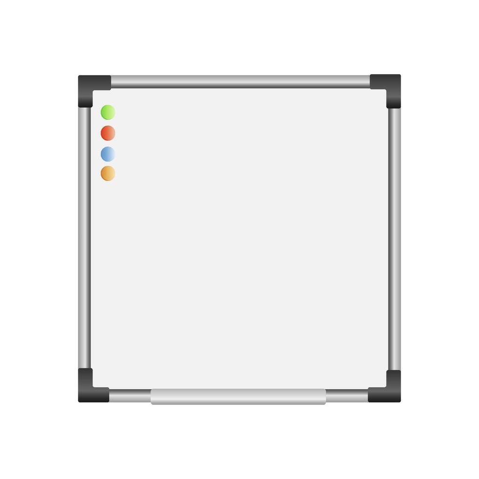 Empty whiteboard with magnets. Business presentations office. illustration vector
