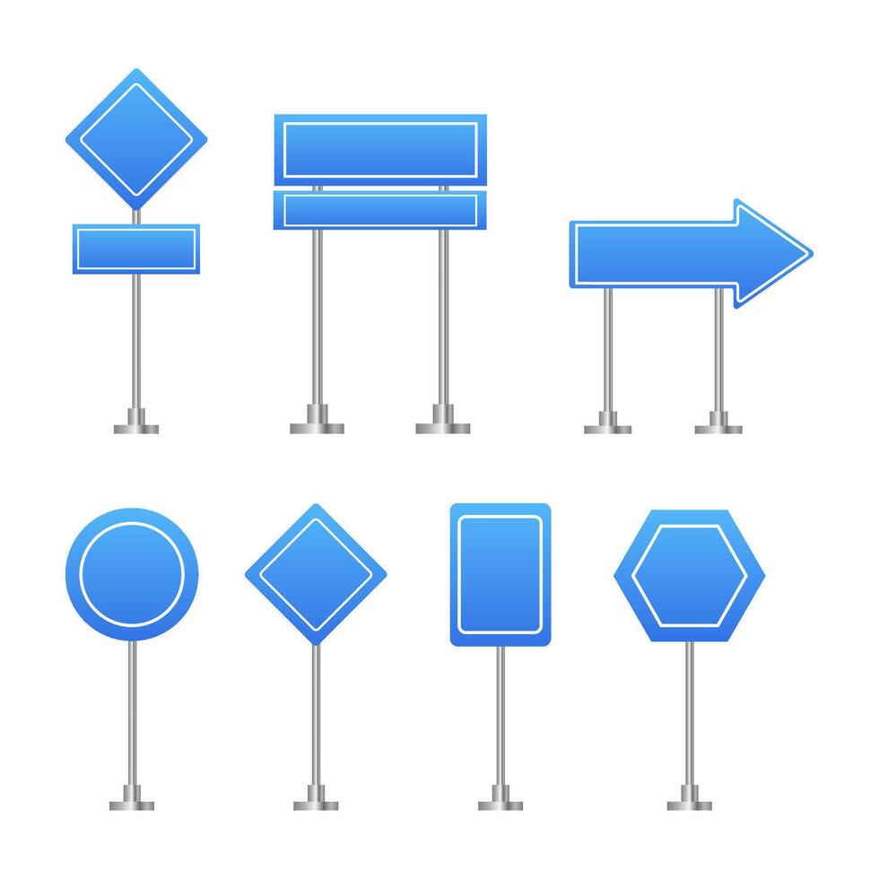 Set of realistic road signs. Empty signs. illustration vector