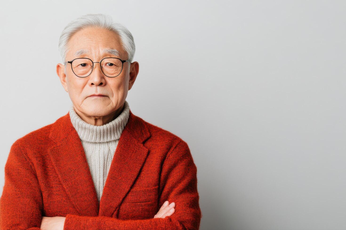 Mature Man in Red Jacket A Portrait of Dignity and Confidence photo
