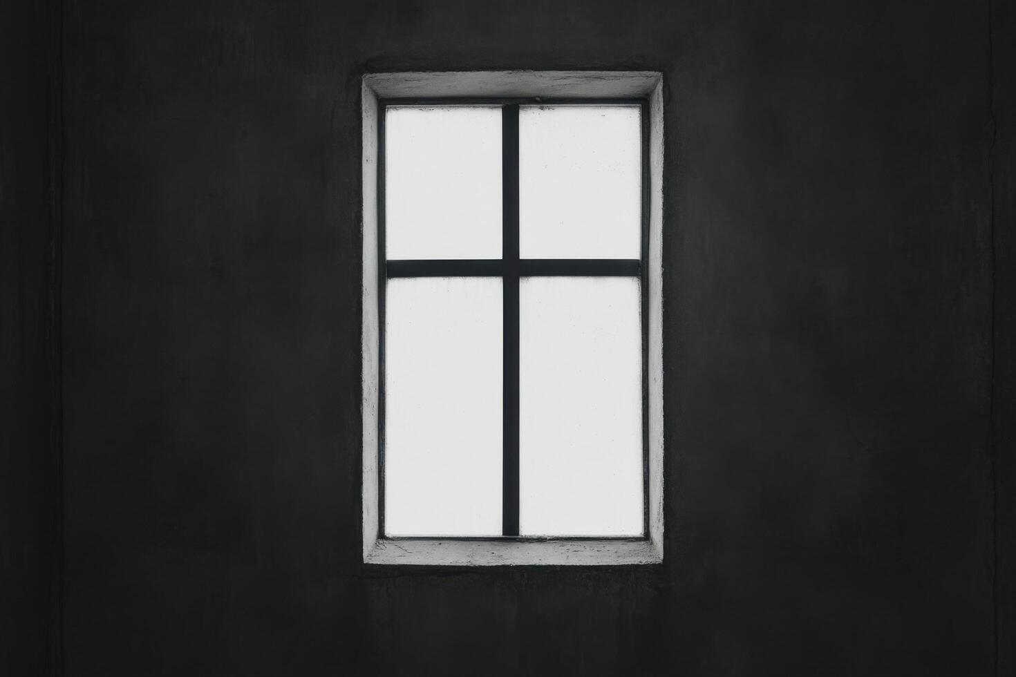 Simple Dark Concrete Wall Window with Light photo
