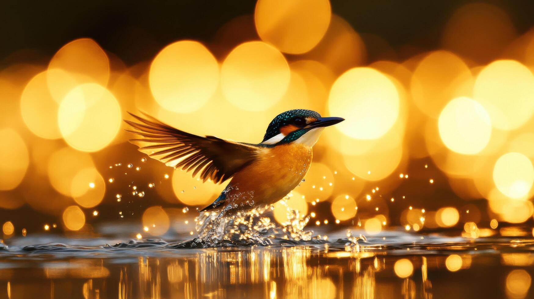 Golden Kingfisher Taking Flight A Stunning Nature Photography photo