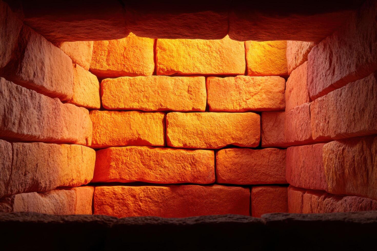 Intriguing Brick Wall Pattern with Warm Hues. A Detailed Architectural Design photo