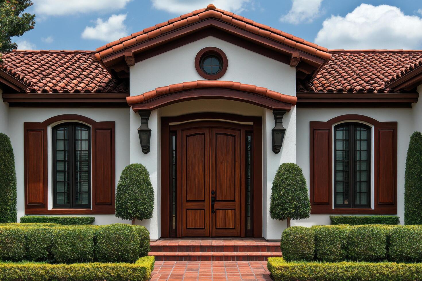 Stunning Exterior of a Luxurious Home with Exquisite Architectural Details photo