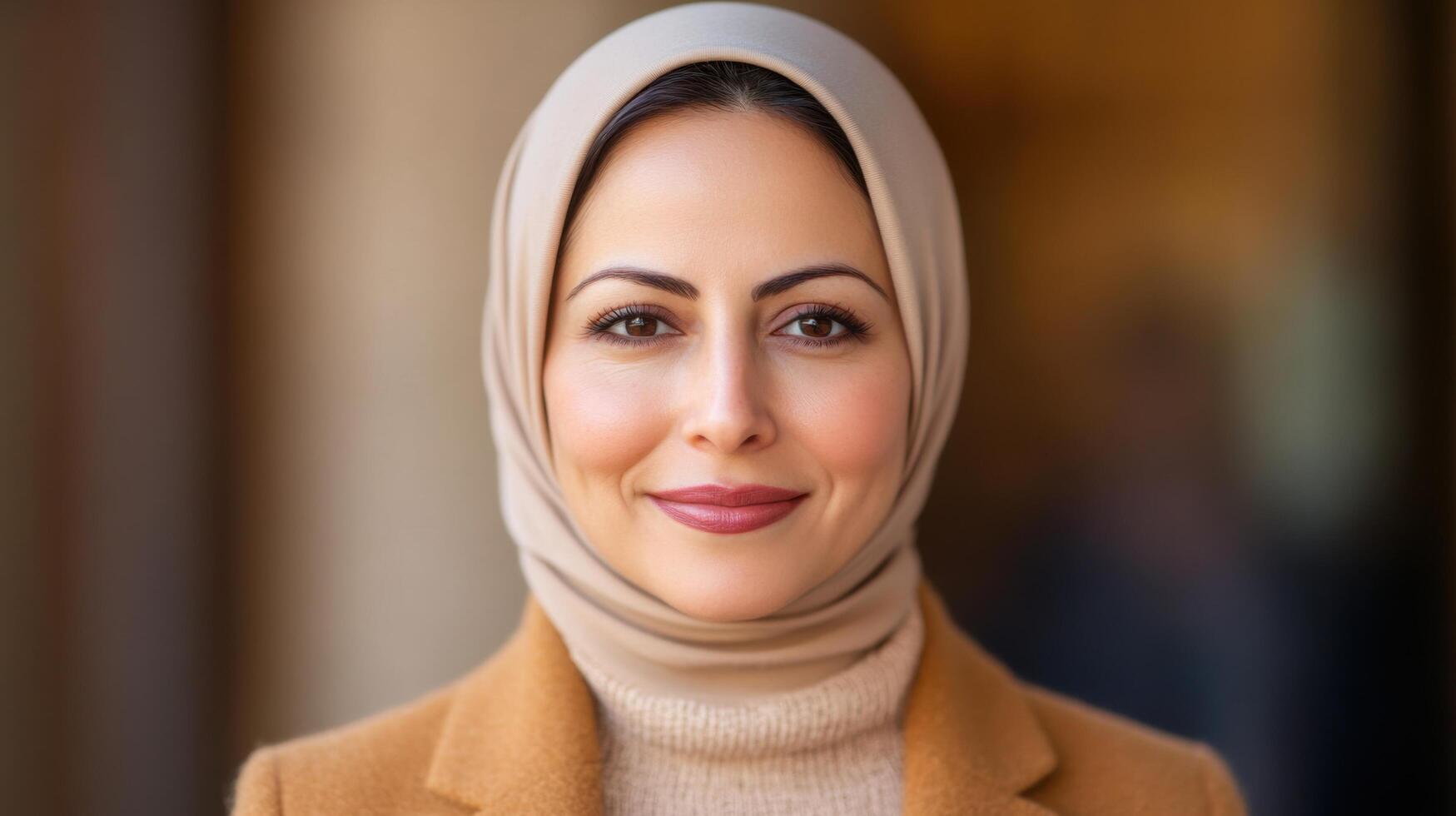 Portrait of a woman in a hijab, radiating confidence and grace. photo