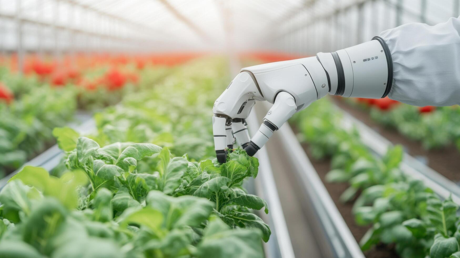 Automated Greenhouse Farming Robots Harvest Crops with Precision photo