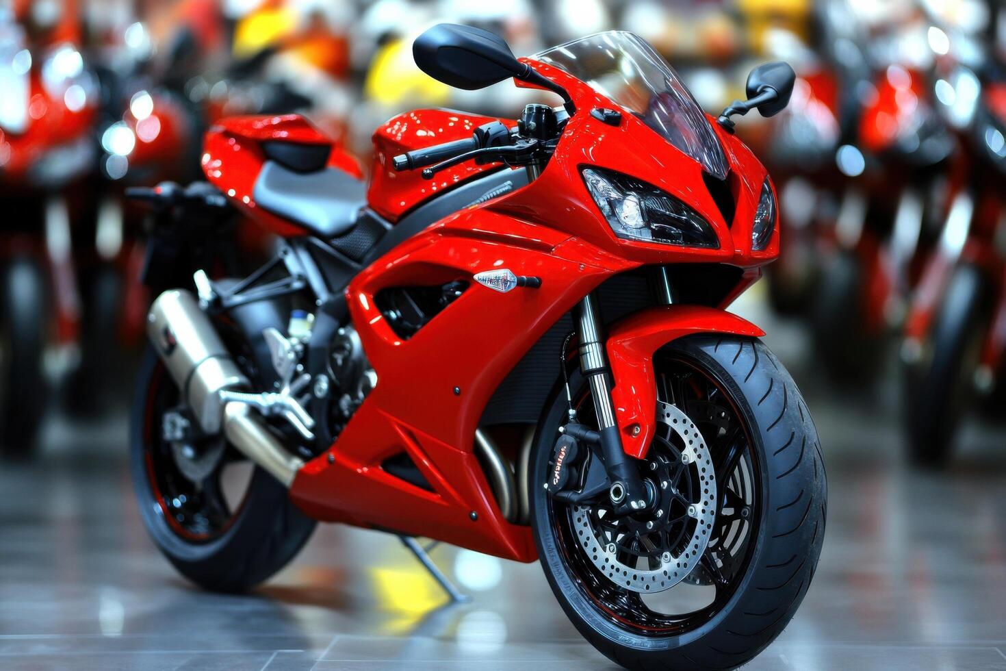 Fiery Red Sportbike A Stunning Display of Modern Motorcycle Design photo