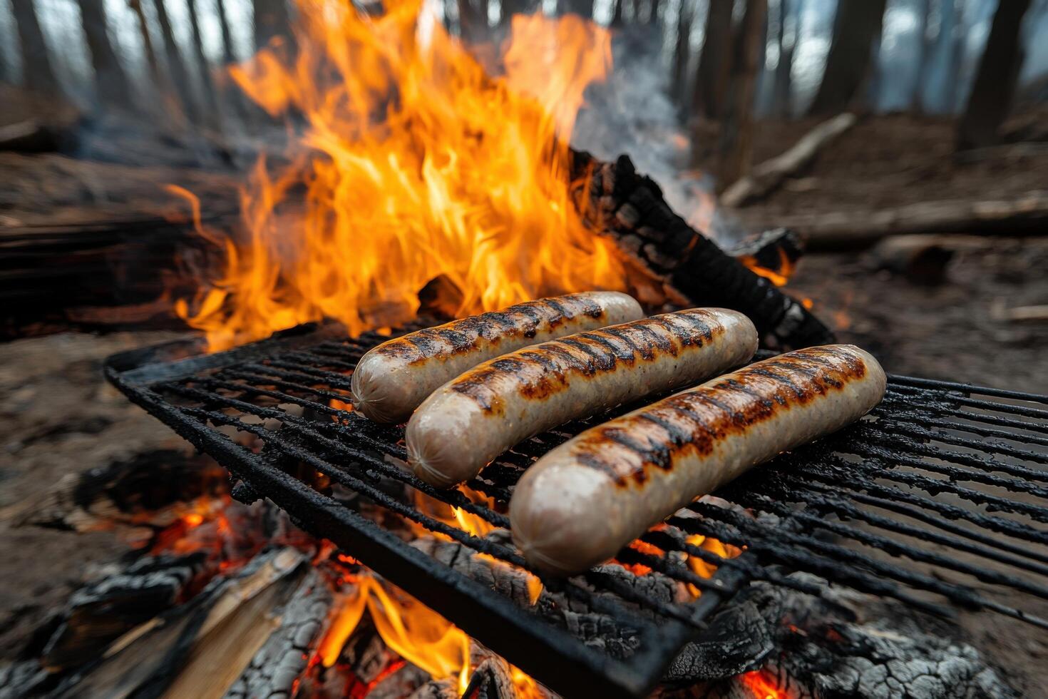 Grilled Sausages by Campfire A Delicious Outdoor Cooking Experience photo