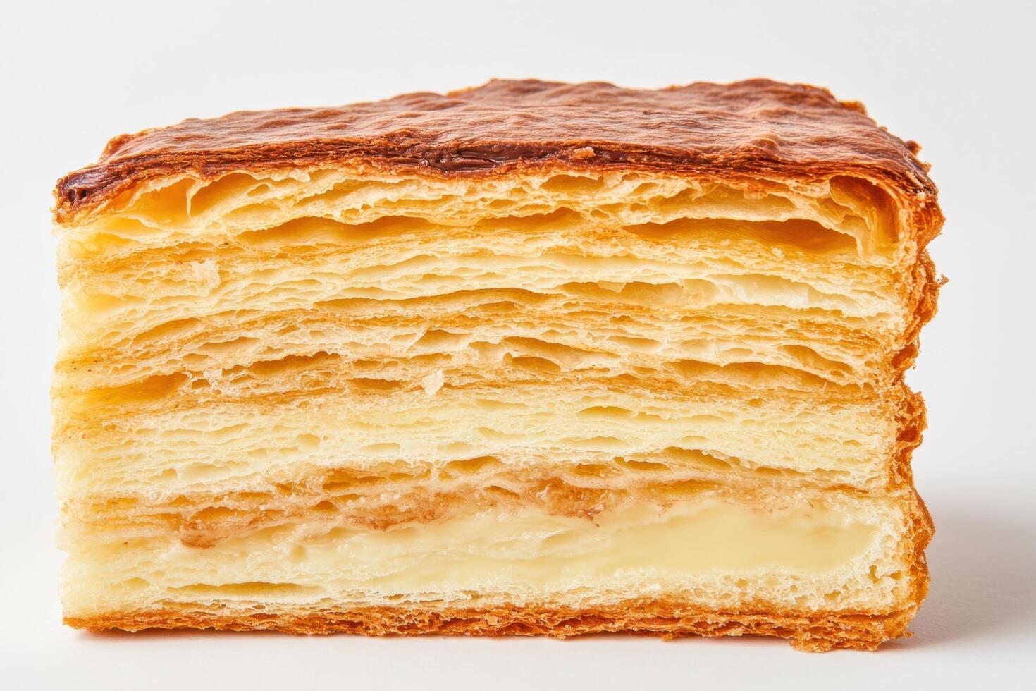 A Delectable Slice of Flaky, Layered Pastry with Creamy Custard Filling photo