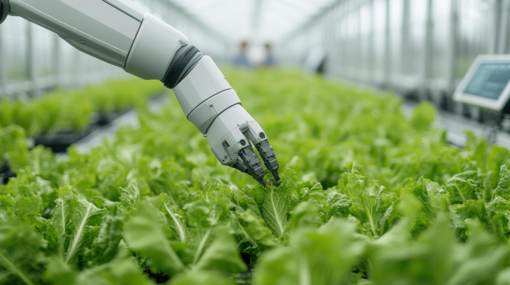 Automated Harvesting in a Modern Greenhouse Precision Farming Technology photo
