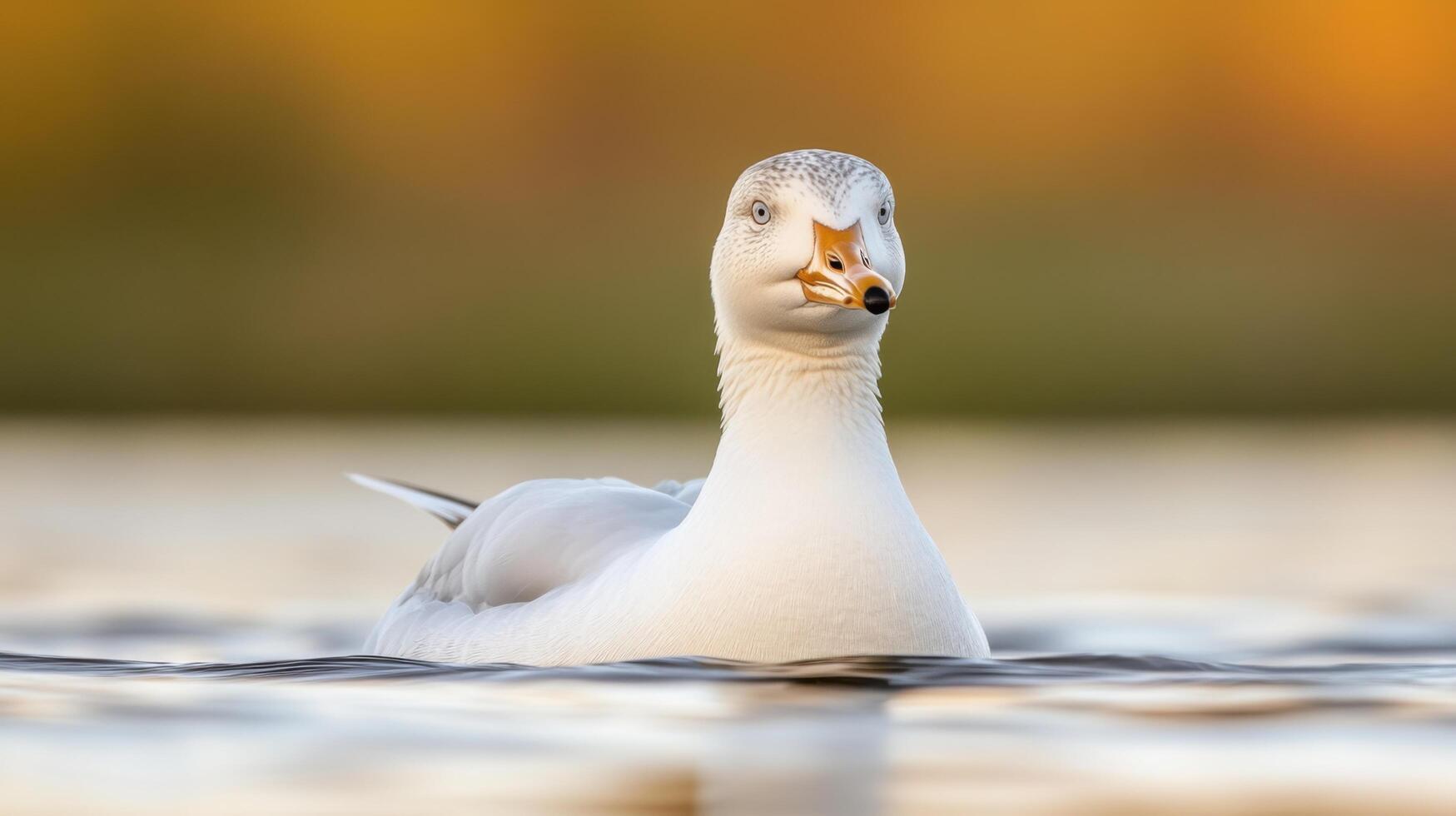 Stunning of a White Duck on Water photo