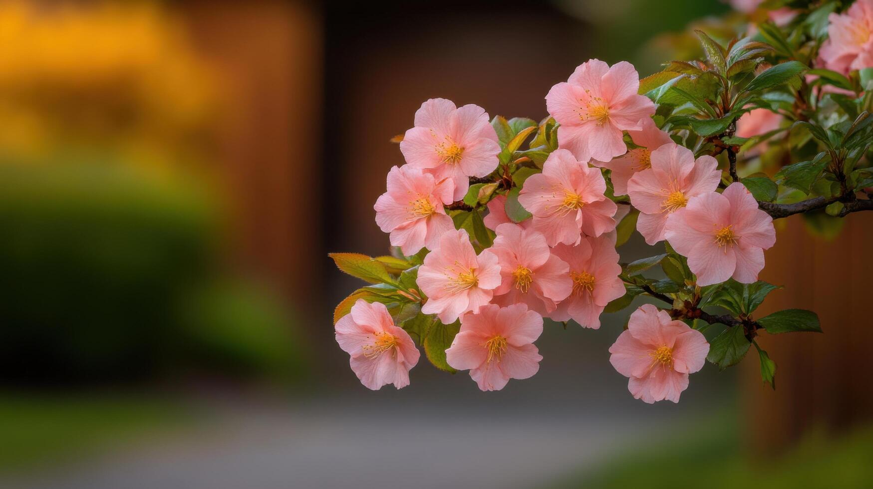 Delicate Pink Blossoms in Springtime Garden photo
